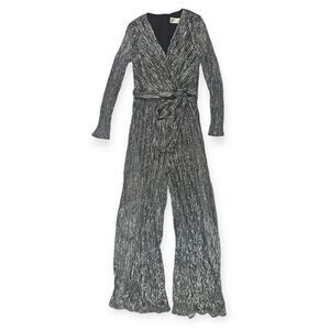 Eliza J Silver And Black Sparkly Long Sleeve Jumpsuit Romper Women's‎ Size 4